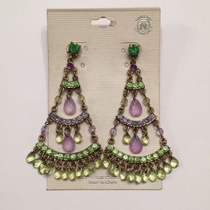 Green & purple with gold earrings